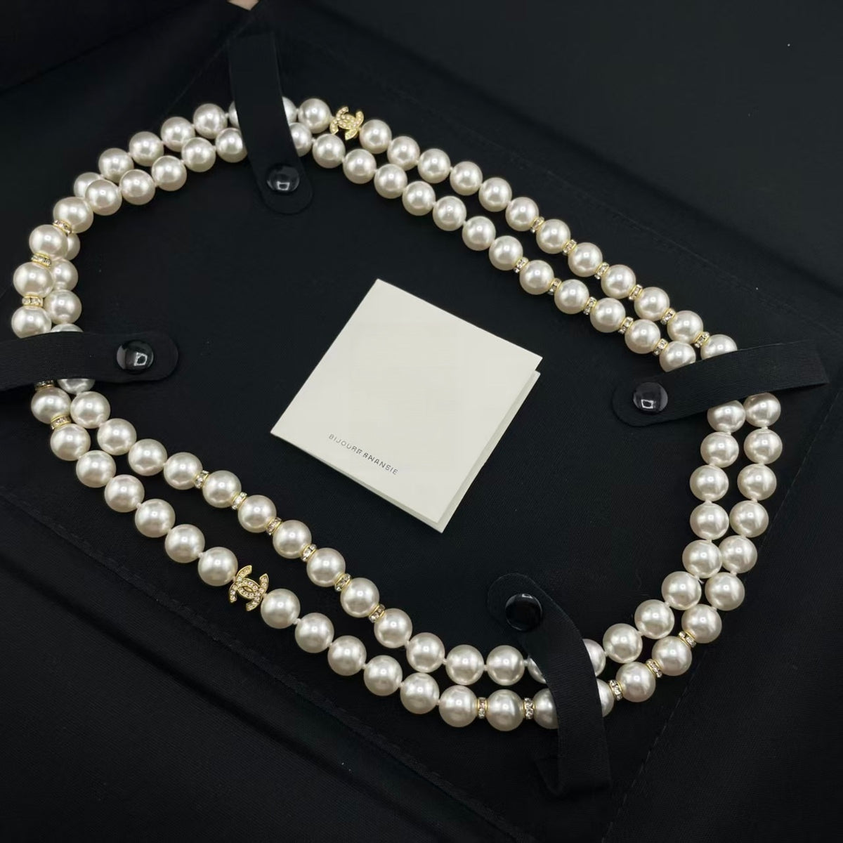 Pearl Strand Necklace with Iconic Logo Accents