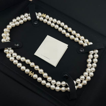 Pearl Strand Necklace with Iconic Logo Accents