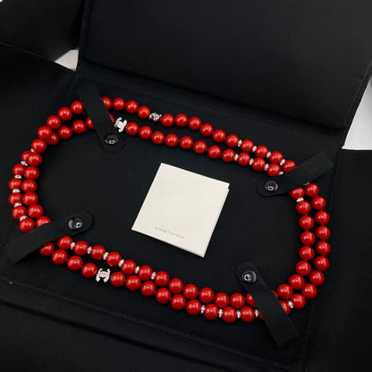 Pearl Strand Necklace with Iconic Logo Accents