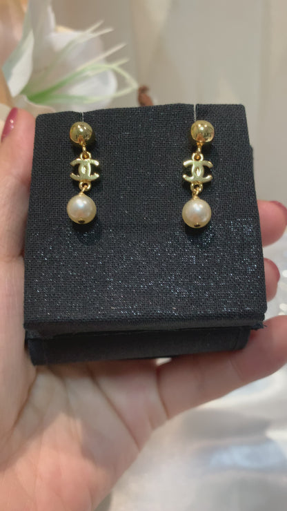 CHANEL Drop Earrings with Pearl Accents