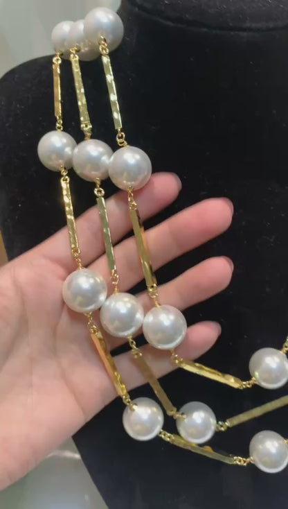 Elegant Multi Strand Pearl Statement Necklace